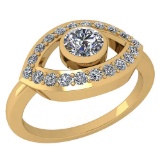 Certified 0.49 Ctw Diamond SI1/SI2 Halo Ring 18k Yellow Gold Made In USA