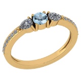 Certified 0.78 Ctw Aquamarine And Diamond 14k Yellow Gold Halo Ring G-H VS/SI1