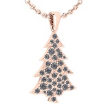 Certified 0.89 Ctw Diamond VS/SI1 Christmas tree Necklace 18K Rose Gold Made In USA