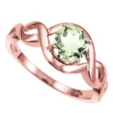 1.22 CT GREEN AMETHYST 10KT SOLID RED GOLD RING