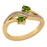 Certified 0.53 Ctw Peridot And Diamond 14k Yellow Gold Halo Ring G-H VS/SI1