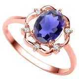 1.00 CT IOLITE AND ACCENT DIAMOND 0.02 CT 10KT SOLID RED GOLD RING