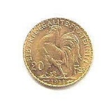 French 20 Franc Rooster Gold Coin 1901-1914