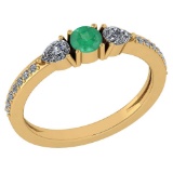 Certified 0.78 Ctw Emerald And Diamond 14k Yellow Gold Halo Ring G-H VS/SI1