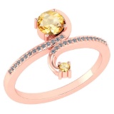 Certified 0.85 Ctw Citrine And Diamond 14k Rose Gold Halo Ring G-H VS/SI1