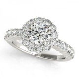 CERTIFIED PLATINUM 1.21 CTW G-H/VS-SI1 DIAMOND HALO ENGAGEMENT RING