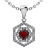 Certified 0.69 Ctw Garnet And Diamond 18K White Gold Hlo Pendant