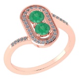 Certified 0.68 Ctw Emerald And Diamond 14k Rose Gold Halo Ring G-H VS/SI1