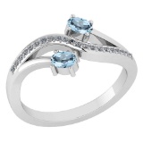 Certified 0.53 Ctw Aquamarine And Diamond 14k White Gold Halo Ring G-H VS/SI1