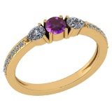 Certified 0.78 Ctw Amethyst And Diamond 14k Yellow Gold Halo Ring G-H VS/SI1