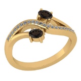 Certified 0.53 Ctw Smoky Quarzt And Diamond 14k Yellow Gold Halo Ring G-H VS/SI1