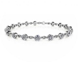 14K WHITE GOLD 4 CTW J-L I1/I2 DIAMOND AND CHAIN LINK BRACELET