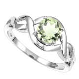 1.22 CT GREEN AMETHYST 10KT SOLID WHITE GOLD RING