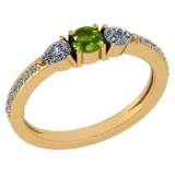 Certified 0.78 Ctw Peridot And Diamond 14k Yellow Gold Halo Ring G-H VS/SI1