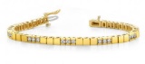 14K YELLOW GOLD 1 CTW G-H SI2/SI3 DIAMOND BUILDING BLOCK TENNIS BRACELET