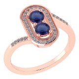 Certified 0.68 Ctw Blue Sapphire And Diamond 14k Rose Gold Halo Ring G-H VS/SI1