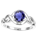 0.89 CT IOLITE 10KT SOLID WHITE GOLD RING