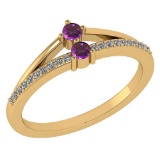 Certified 0.22 Ctw Amethyst And Diamond 14k Yellow Gold Halo Ring G-H VS/SI1
