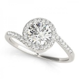 CERTIFIED PLATINUM 1.49 CTW G-H/VS-SI1 DIAMOND HALO HALO ENGAGEMENT RING