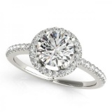 CERTIFIED PLATINUM 1.58 CTW G-H/VS-SI1 DIAMOND HALO ENGAGEMENT RING