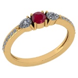 Certified 0.78 Ctw Ruby And Diamond 14k Yellow Gold Halo Ring G-H VS/SI1