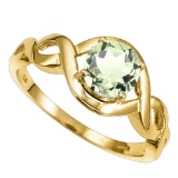 1.22 CT GREEN AMETHYST 10KT SOLID YELLOW GOLD RING