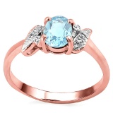 0.97 CT SKY BLUE TOPAZ AND ACCENT DIAMOND 0.03 CT 10KT SOLID RED GOLD RING