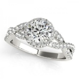 CERTIFIED PLATINUM 1.27 CTW G-H/VS-SI1 DIAMOND HALO ENGAGEMENT RING