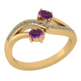 Certified 0.53 Ctw Amethyst And Diamond 14k Yellow Gold Halo Ring G-H VS/SI1