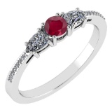 Certified 0.77 Ctw Ruby And Diamond Platinum Halo Ring
