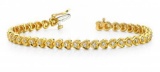 14K YELLOW GOLD 1 CTW G-H SI2/SI3 HEART LINK DIAMOND BRACELET