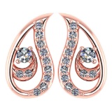 Certified 0.17 Ctw Diamond 14k Rose Gold Halo Stud leaf Earrings