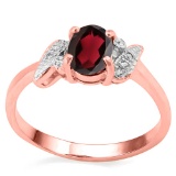 0.75 CT REDISH GARNET AND ACCENT DIAMOND 0.03 CT 10KT SOLID RED GOLD RING