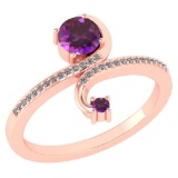 Certified 0.85 Ctw Amethyst And Diamond 14k Rose Gold Halo Ring G-H VS/SI1