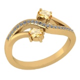 Certified 0.53 Ctw Citrine And Diamond 14k Yellow Gold Halo Ring G-H VS/SI1