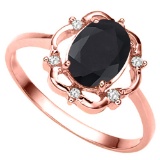 1.29 CT BLACK SAPPHIRE AND ACCENT DIAMOND 0.02 CT 10KT SOLID RED GOLD RING