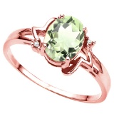 0.7 CT GREEN AMETHYST AND ACCENT DIAMOND 0.01 CT 10KT SOLID RED GOLD RING
