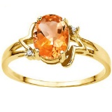 0.88 CT AZOTIC MYSTIC QUARTZ AND ACCENT DIAMOND 0.01 CT 10KT SOLID YELLOW GOLD RING