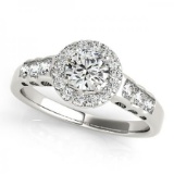 CERTIFIED PLATINUM 1.16 CTW G-H/VS-SI1 DIAMOND HALO ENGAGEMENT RING