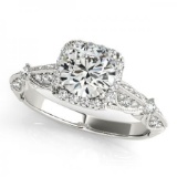 CERTIFIED PLATINUM 1.31 CTW G-H/VS-SI1 DIAMOND HALO ENGAGEMENT RING