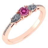 Certified 0.77 Ctw Pink Tourmaline And Diamond 18K Rose Gold Halo Ring G-H VSSI1
