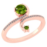 Certified 0.85 Ctw Peridot And Diamond 14k Rose Gold Halo Ring G-H VS/SI1