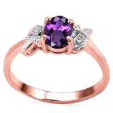 0.71 CT AMETHYST AND ACCENT DIAMOND 0.03 CT 10KT SOLID RED GOLD RING