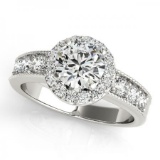 CERTIFIED PLATINUM 1.70 CTW G-H/VS-SI1 DIAMOND HALO ENGAGEMENT RING