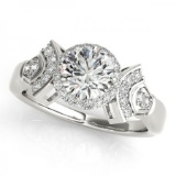 CERTIFIED PLATINUM .94 CTW G-H/VS-SI1 DIAMOND HALO ENGAGEMENT RING