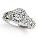 CERTIFIED PLATINUM 1.31 CTW G-H/VS-SI1 DIAMOND HALO ENGAGEMENT RING