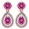 Certified 2.19 CTW Pink Tourmaline And Diamond 14k Rose Gold Halo Dangling Earrings