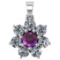 Certified 0.93 Ctw Amethyst And Diamond 14k White Gold Halo necklace VS/SI1