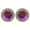 Certified 1.6 Ctw Amethyst And Diamond 14k Yellow Gold Halo Stud Earrings