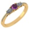 Certified 0.77 Ctw Amethyst And Diamond 14k Yellow Gold Halo Ring VS/SI1